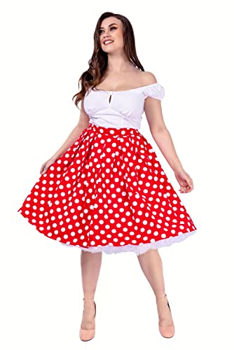 Ro Rox Swing Rock Vintage 1950 Meredith Plissee Retro Midi Pin-up süß, rot & Weiß, S von Ro Rox