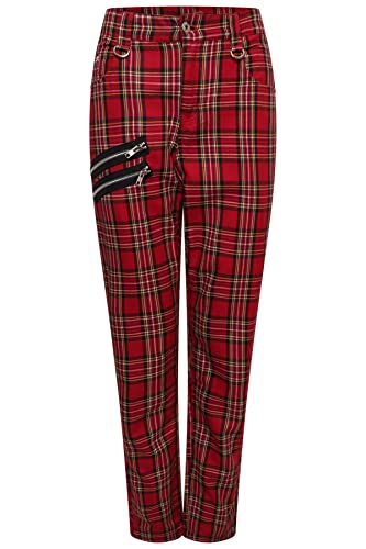 Ro Rox Tartan Hose Unisex Karierte Karohose Emo Punk Gotisch Tailliert, Rot, 30w von Ro Rox