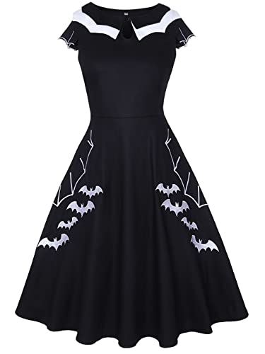 Ro Rox Thana Kleid Vampir Fledermaus Statement Kragen Gothic ausgestellt Retro, Schwarz, 3XL von Ro Rox