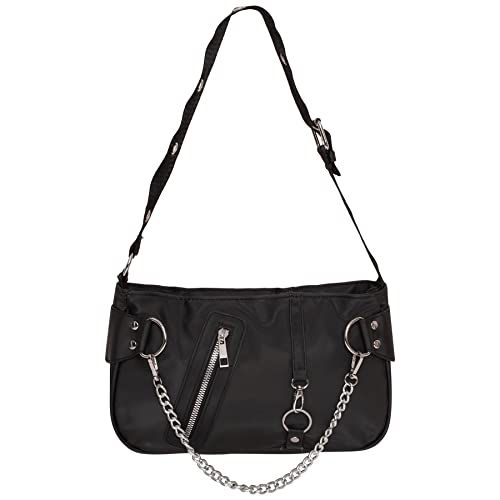 Ro Rox Veda Handtasche Hobo Kette D-Ring Damen Umhängetasche Punk Gotisch von Ro Rox