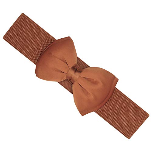 Ro Rox Vera 1950er Jahre Vintage Retro Pin-Up Breiten Elastischen Satinbogen Gürtel (Braun, M) von Ro Rox