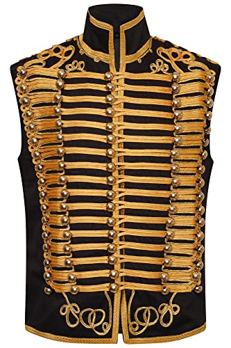 Ro Rox ärmellos Herren Adam Military Marching Band Schlagzeuger Musikfestival Parade Jacke, Schwarz, 3XL von Ro Rox