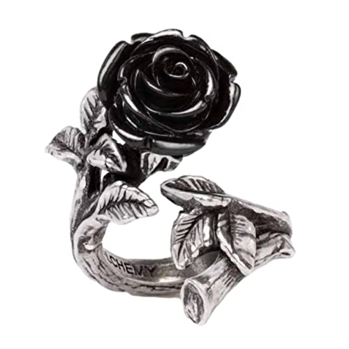 Rose Ring Alchemy England Schwarz Wild Wickeln Liebe Schönheit Dunkel Gotisch Alternative, Silber, Q-T von Ro Rox