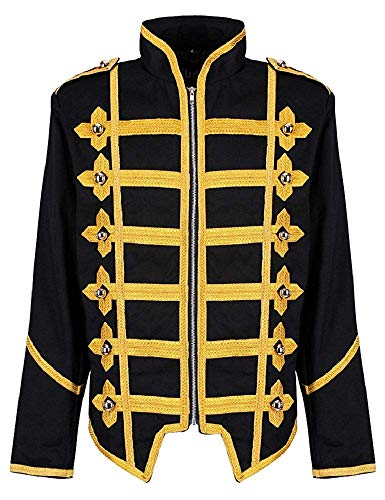 Steampunk Emo Punk Rock Goth Offizier Parade Jacke - Schwarz & Gold (Herren S) von Ro Rox