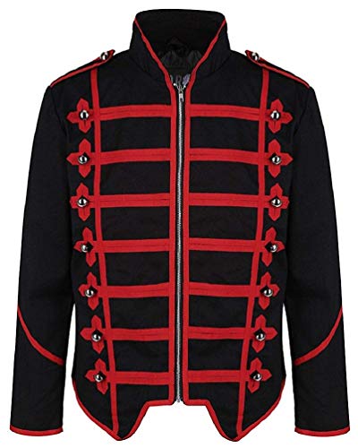 Steampunk Emo Punk Rock Goth Offizier Parade Jacke - Schwarz Rot (Herren M) von Ro Rox