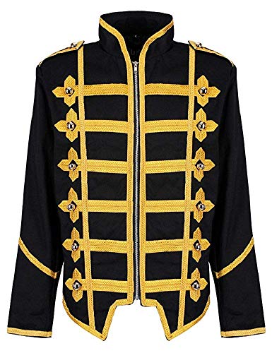 Steampunk Emo Punk Rock Goth Offizier Parade Jacke - Schwarz & Gold (Herren XS) von Ro Rox