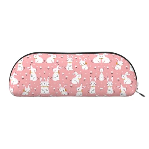 Halbrunde Aufbewahrungstasche aus Leder Kaninchen Weiß Süß Schreibwaren Tasche Make-up Tasche Aufbewahrungstasche Geld One Size Aufbewahrungstasche Silber One Size Aufbewahrungstasche, Silverl, one von RoMuka