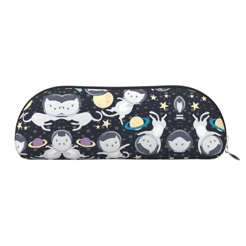 RoMuka Fun Cat Astronaut Leder halbrunde Aufbewahrungstasche Schreibwaren Make-up-Tasche Geldbörse, Silber, Einheitsgröße, Aufbewahrungstasche, Silber, Einheitsgröße, Aufbewahrungstasche,, Silverl, von RoMuka