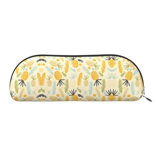 RoMuka Halbrunde Aufbewahrungstasche Ananas Leder Schreibwaren Tasche Kosmetiktasche Aufbewahrungstasche Geld One Size Aufbewahrungstasche Silber One Size Aufbewahrungstasche Silber One Size von RoMuka