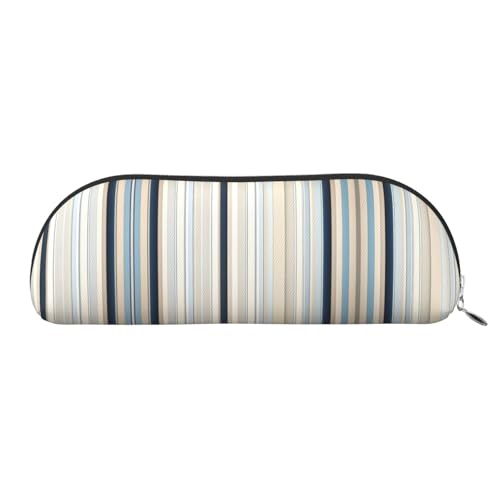 RoMuka Halbrunde Aufbewahrungstasche aus Leder mit blauen Streifen beige gestreift Schreibwaren Aufbewahrungstasche Kosmetiktasche Geld Einheitsgröße Aufbewahrungstasche Silber One Size Tasche, von RoMuka