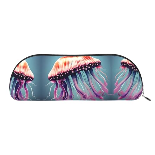 RoMuka Halbrunde Leder Quallen Aufbewahrungstasche Schreibwaren Tasche Kosmetiktasche Aufbewahrungstasche Geld One Size Aufbewahrungstasche Geld One Size Aufbewahrungstasche Silber One Size von RoMuka