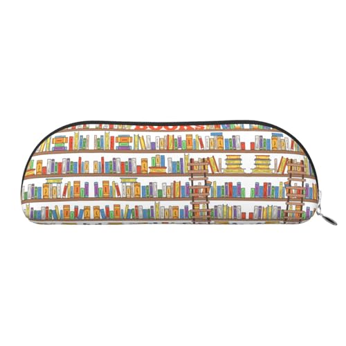 RoMuka Lustige Buch Regale Sammlung Und Leiter Leder Halbe Runde Lagerung Tasche Schreibwaren Tasche Make-up Tasche Geldbörse Aufbewahrungstasche, SILBER, One Size, Aufbewahrungstasche, silberfarben, von RoMuka