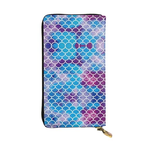 RoMuka Meerjungfrau Fish Shell Leder Long Handheld Wallet Cards Bag for Credit Münzen, Schwarz, Einheitsgröße, Schwarz, Einheitsgröße, Schwarz , one size von RoMuka