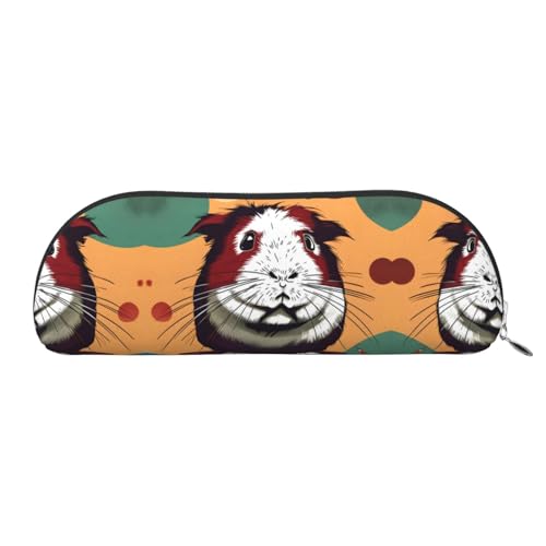 RoMuka Meerschweinchen Aufbewahrungstasche halbrund Leder Schreibwaren Tasche Kosmetiktasche Aufbewahrungstasche Geld One Size Aufbewahrungstasche Silber One Size Aufbewahrungstasche Silber One Size von RoMuka