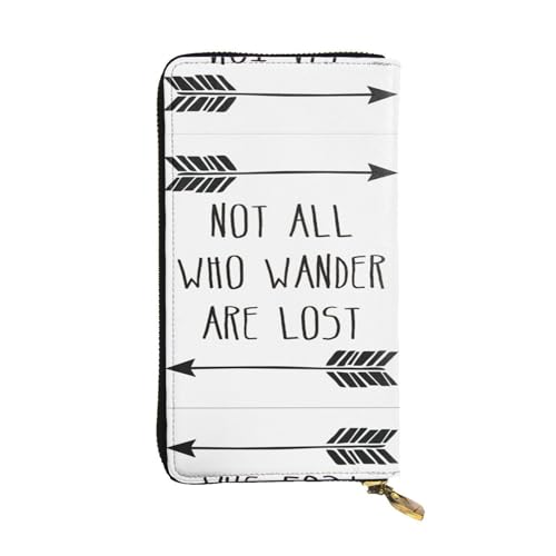 RoMuka Not All Who Wander Are Lost Leather Long Handheld Wallet Card Bag For Credit Card Cash Coin Storage, Black, 10691, Schwarz, Einheitsgröße von RoMuka