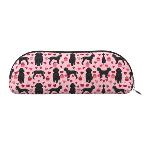 RoMuka Pinks Pudel Hunde Leder halbrunde Aufbewahrungstasche Schreibwaren Tasche Make-up Tasche Brieftasche Aufbewahrungstasche Silber Einheitsgröße Aufbewahrungstasche, Silber, One Size, von RoMuka