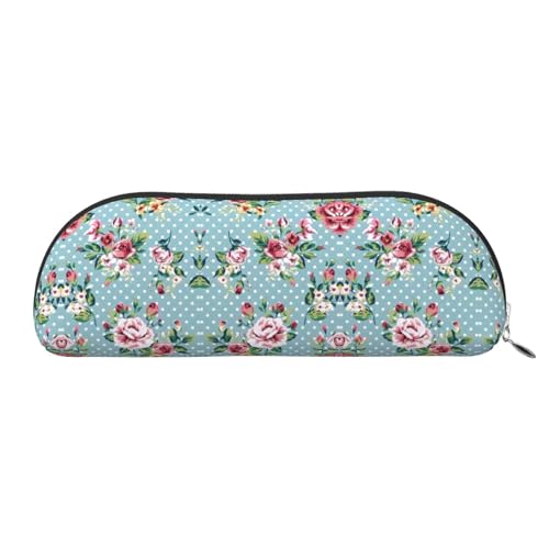 RoMuka Rose Blumen Leder Halbrunde Aufbewahrungstasche Schreibwaren Tasche Make-up Tasche Brieftasche Aufbewahrungstasche Silber Einheitsgröße Aufbewahrungstasche, Silber, One Size, von RoMuka