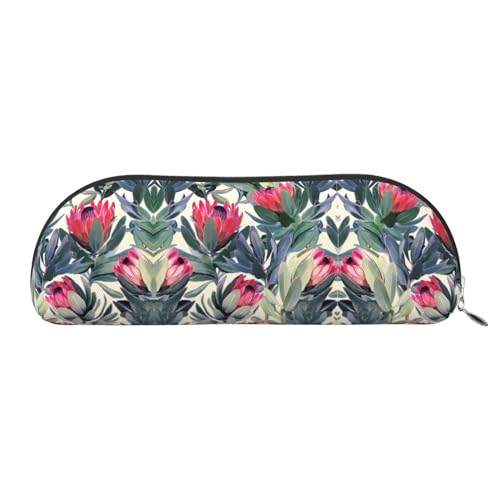RoMuka Rote Blumen Leder halbrunde Aufbewahrungstasche Schreibwaren Tasche Make-up Tasche Brieftasche Aufbewahrungstasche Silber Einheitsgröße Aufbewahrungstasche, Silber, One Size, von RoMuka