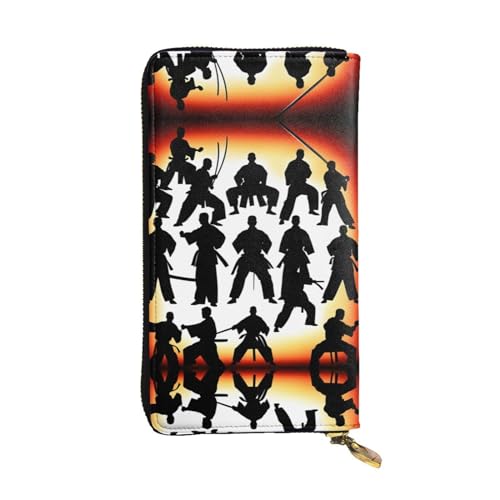 RoMuka Silhouetten von Martial Leather Long Handheld Wallet Card Bag For Credit Card Cash Coin Storage, Schwarz, Einheitsgröße von RoMuka