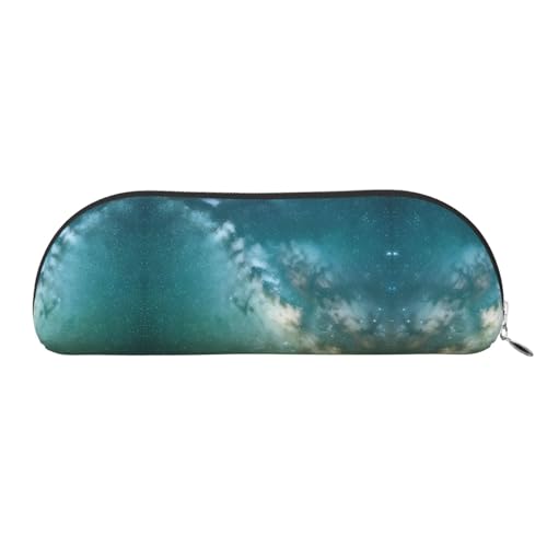 RoMuka Starry Night Sky Deep Outer Space Leder Halbrunde Aufbewahrungstasche Schreibwaren Tasche Make-up Tasche Brieftasche Aufbewahrungstasche, Silber, Einheitsgröße, Aufbewahrungstasche, Silber, One von RoMuka
