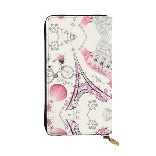 RoMuka The Paris Tower and A Bicycle Geldbörse Leder Geldbörse Portemonnaie Kreditkartenetui Bargeld Münze Schwarz One Size, Schwarz , one size von RoMuka