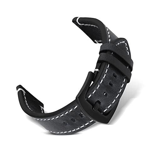 RoYiio Echtes Leder Armband für Anstoßbreite 18mm,20mm,22mm,24mm, Weich und Bequem, mit Schnellverschluss, Rindslederband für Damen und Herren - Grau von RoYiio
