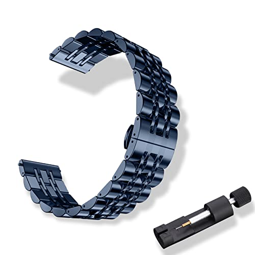 RoYiio Edelstahl Armband für Anstoßbreite 20mm, ErsatzArmband mit Schnellverschluss, Schön Poliert, Metallband für Damen und Herren - Blau von RoYiio