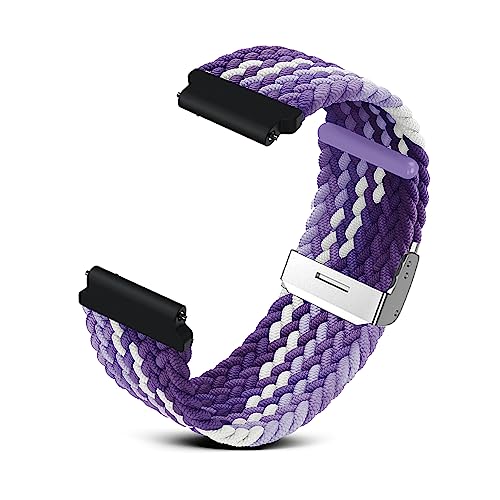 RoYiio Gewebtes Nylon Armband für Anstoßbreite 20mm, Bequem und Atmungsaktiv, mit Schnellverschluss, Nylonband für Damen und Herren - Traubenviolett von RoYiio