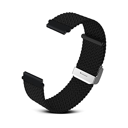 RoYiio Gewebtes Nylon Armband für Anstoßbreite 22mm, Bequem und Atmungsaktiv, mit Schnellverschluss, Nylonband für Damen und Herren - Schwarz von RoYiio