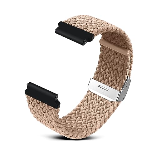 RoYiio Gewebtes Nylon Armband für Anstoßbreite 22mm, Bequem und Atmungsaktiv, mit Schnellverschluss, Nylonband für Damen und Herren - Milchtee von RoYiio