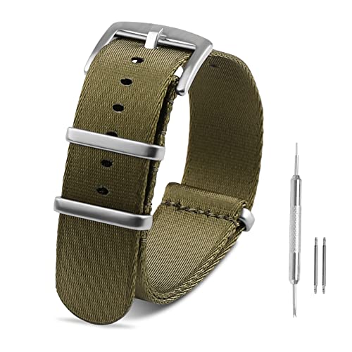 RoYiio Nato Uhrenarmbänder für Anstoßbreite 20mm, Edelstahlschnalle, Bequem Atmungsaktiv, Premium Ballistic Nylonband für Damen und Herren - Armeegrün von RoYiio