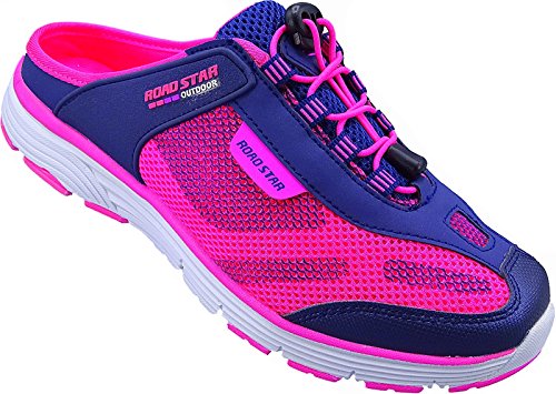 Roa dstar Damen Übergröße Sabots Schuhe Sandalette Pantoletten Slipper Gr.- 42-44 Nr.82829 (Navy-Fuchsia, Numeric_43) von Roa dstar