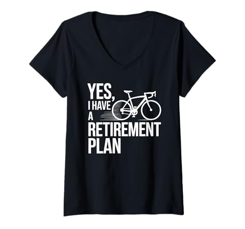 Damen Lustig Meine Altersvorsorge Fahrrad Radfahren Touring Biken MTB T-Shirt mit V-Ausschnitt von Road Bike Retired Mountain Biker Cyclist Humorous