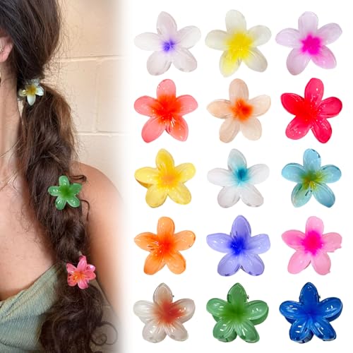 Blumen Haarklammer Klein,RoadLoo 15 Stück Haarklammer Blume Haarspange Blume für Damen Mädchen Strand Resort Stil Grab Clip Haarstyling Zubehör Blumen Haarspange Haar-Accessoire 4cm von RoadLoo