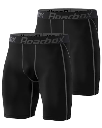 Roadbox 2er Pack Herren Kompressionsshorts, Schnelltrocknendes Baselayer Unterhose Tights Kurz Laufunterwäsche von Roadbox
