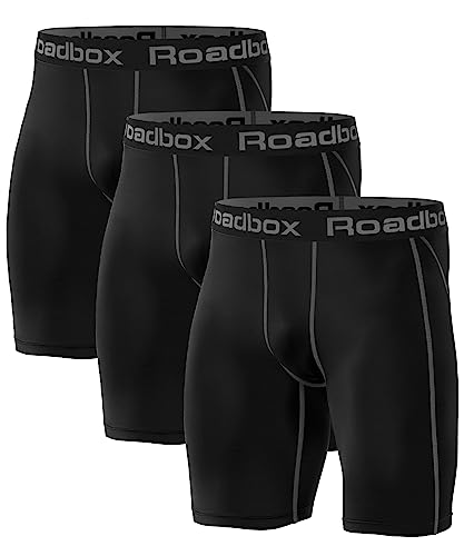 Roadbox 3er Pack Herren Kompressionsshorts, Schnelltrocknendes Baselayer Unterhose Tights Kurz Hose Laufunterwäsche L 3er Pack: Schwarz, Schwarz, Schwarz von Roadbox