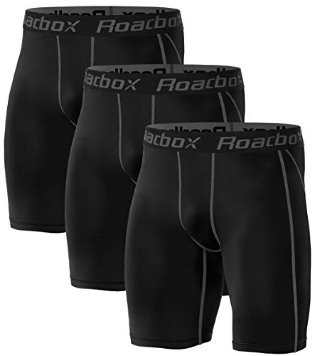 Roadbox 3er Pack Herren Kompressionsshorts, Schnelltrocknendes Baselayer Unterhose Tights Kurz Hose Laufunterwäsche M 3er Pack: Schwarz, Schwarz, Schwarz von Roadbox