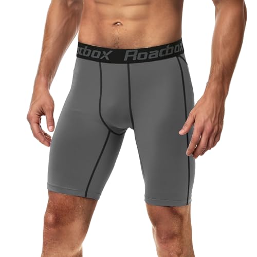Roadbox Herren Kompressionsshorts, Männer Sport Unterhosen Schnelltrocknendes Sportunterwäsche, Tights Kurz Funktionsunterwäsche Laufunterwäsche Radlerhose Sportunterhose（Grey） von Roadbox
