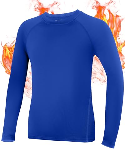 Roadbox Jungen Thermo Shirt Langarm Fleecegefüttertes Kinder Unterhemd Atmungsaktive Funktionsunterwäsche für Schule Sport Winter Alltag von Roadbox