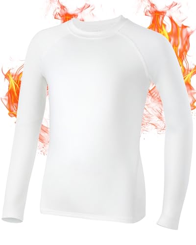 Roadbox Jungen Thermo Shirt Langarm Fleecegefüttertes Kinder Unterhemd Atmungsaktive Funktionsunterwäsche für Schule Sport Winter Alltag von Roadbox