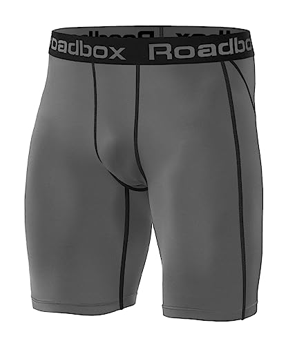 Roadbox Laufhose Herren Kurz Kompressionshose Funktionsunterwäsche Schnelltrocknendes Baselayer Unterhose Tights,Grau,3XL von Roadbox