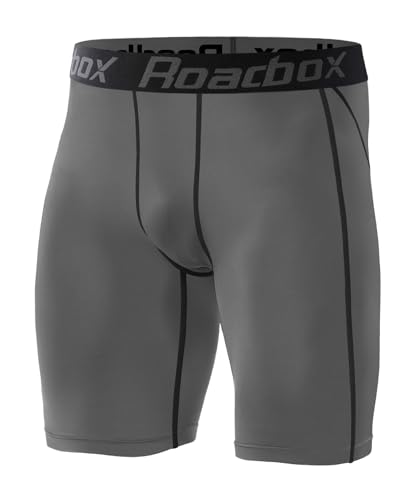 Roadbox Laufhose Herren Kurz Kompressionshose Funktionsunterwäsche Schnelltrocknendes Baselayer Unterhose Tights,Grau,S von Roadbox