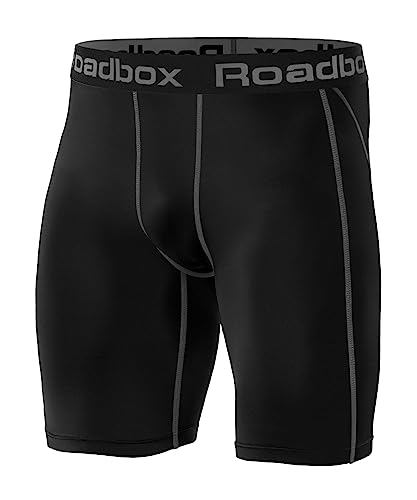 Roadbox Laufhose Herren Kurz Kompressionshose Funktionsunterwäsche Schnelltrocknendes Baselayer Unterhose Tights,L,Schwarz von Roadbox