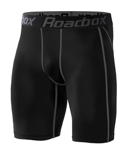 Roadbox Laufhose Herren Kurz Kompressionshose Funktionsunterwäsche Schnelltrocknendes Baselayer Unterhose Tights,Schwarz,XL von Roadbox