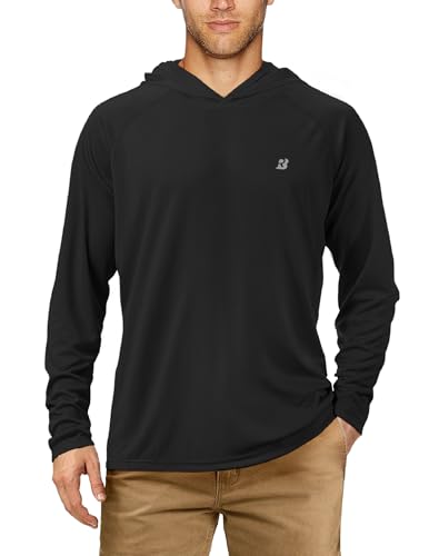Roadbox UPF 50+ Sun UV-Schutz Hoodie für Männer, Sport Langarm Pullover Shirt, Schnell Trockend Funktionsshirt für Running Gym Surf von Roadbox