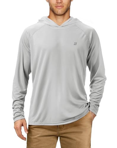 Roadbox UPF 50+ Sun UV-Schutz Hoodie für Männer, Sport Langarm Pullover Shirt, Schnell Trockend Funktionsshirt für Running Gym Surf von Roadbox