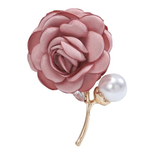 Exquisiter Kunstperlenschmuck, Statement-Corsage-Stück, elegante Strass-Stoff-Blumenbrosche, raffinierte Anstecknadel für Frauen, leicht, perfekt für die Party Rosa von Roadoor