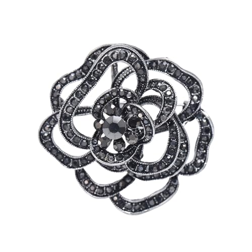 Revers Brosche Pin Frauen Hohle Blume Form Strass Anti-rutsch Tasche Mantel Kragen Hut Schal Dekoration Kleidung Party Prom kleid Schwarz von Roadoor