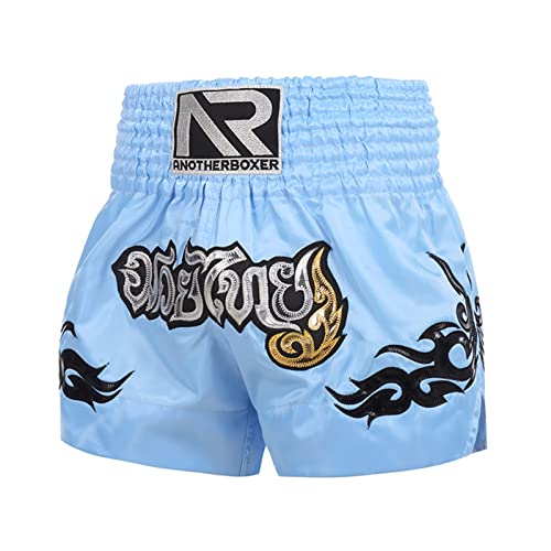 Roadoor Cross-Training Box-Shorts, hohe Elastizität, atmungsaktiv, Reibungsreduzierung, Fitnessstudio, Boxen, Kickboxen, Shorts für Männer und Frauen, Hellblau L von Roadoor