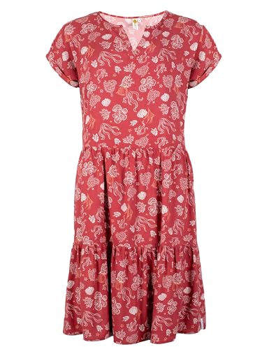 Roadsign Australia Damen Kleid Sommerkleid mit Stufen-Look und V-Ausschnitt rot | 2XL von Roadsign Australia